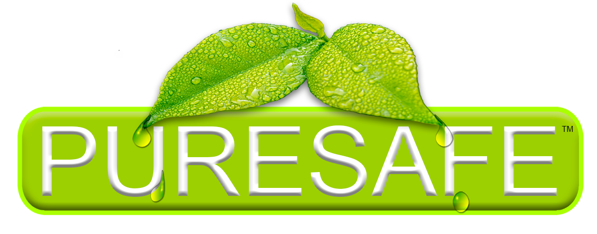 The logo for PureSafe the Non-hazardous Organic Fruit & Vegetable Multi-Surface Disinfectant Sanitizer at puresafe.net The logo for PureSafe the Non-hazardous Organic Fruit & Vegetable Multi-Surface Disinfectant Sanitizer at puresafe.net